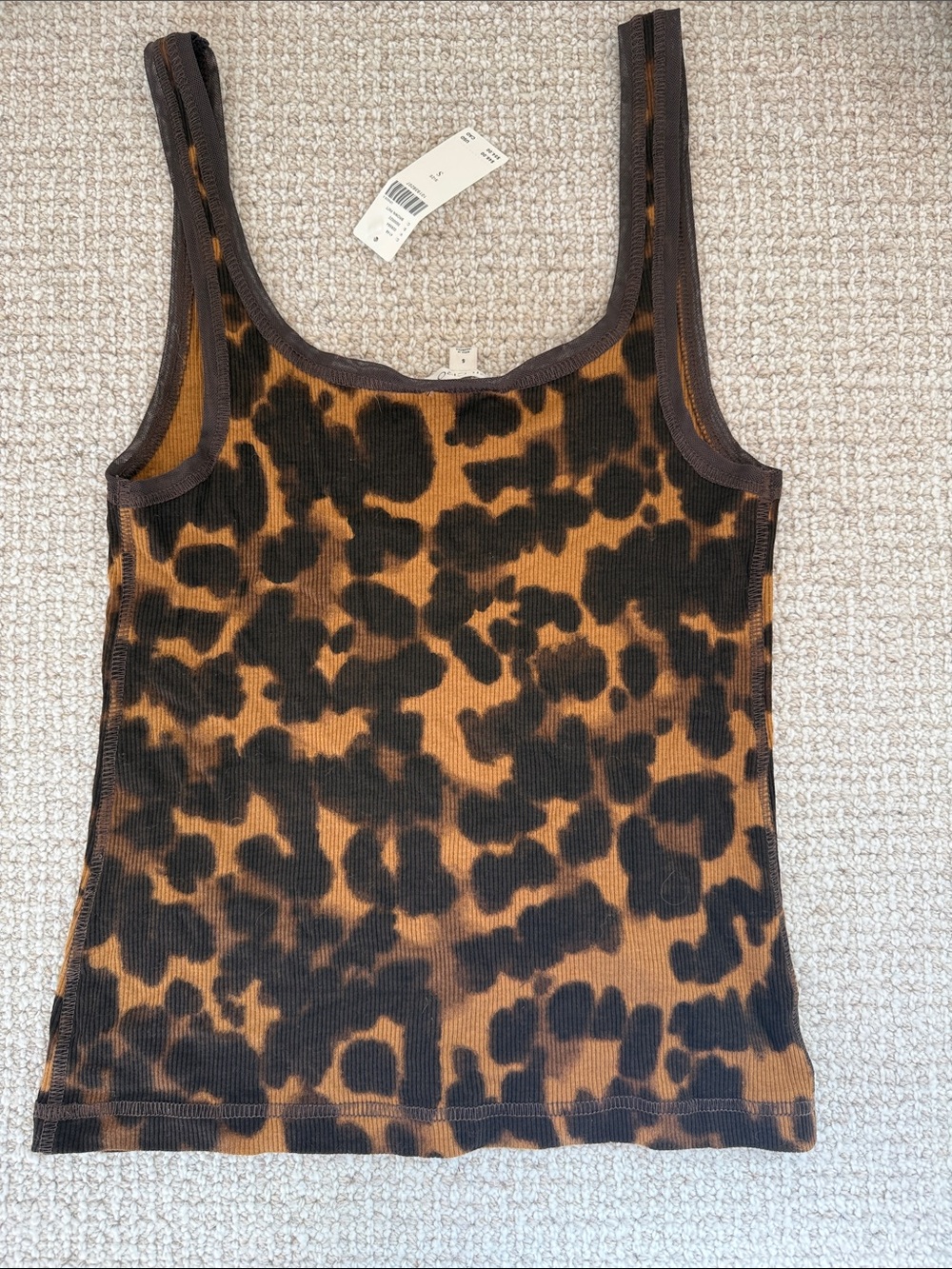 Pilcro Leopard-Print Ribbed Tank in Brown & Black - NWT Size S - Picture 7 of 7